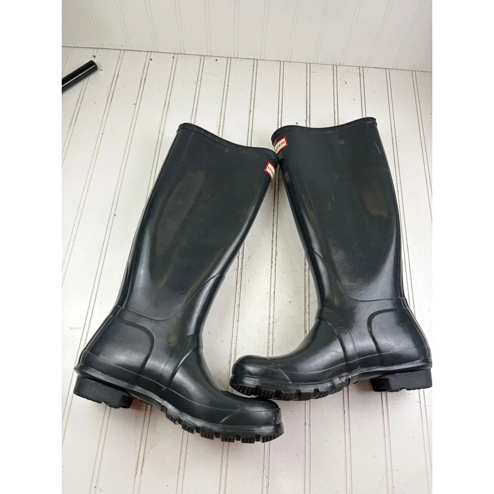 Hunter Original Tall Gloss Black Rain Boots Women's Size 7 $190